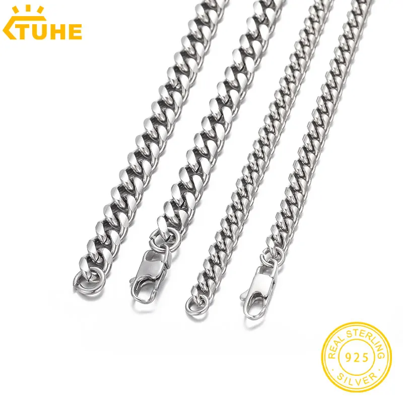 High Quality 6mm Unisex 925 Silver Cuban Chain Necklace For Men Hip Hop Jewelry