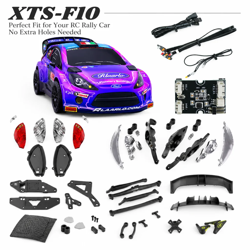 XTS-F10 Rally car Genuine parts Car shell with stickers Tail light group Lamp control board Collision prevention tail fin Buckle