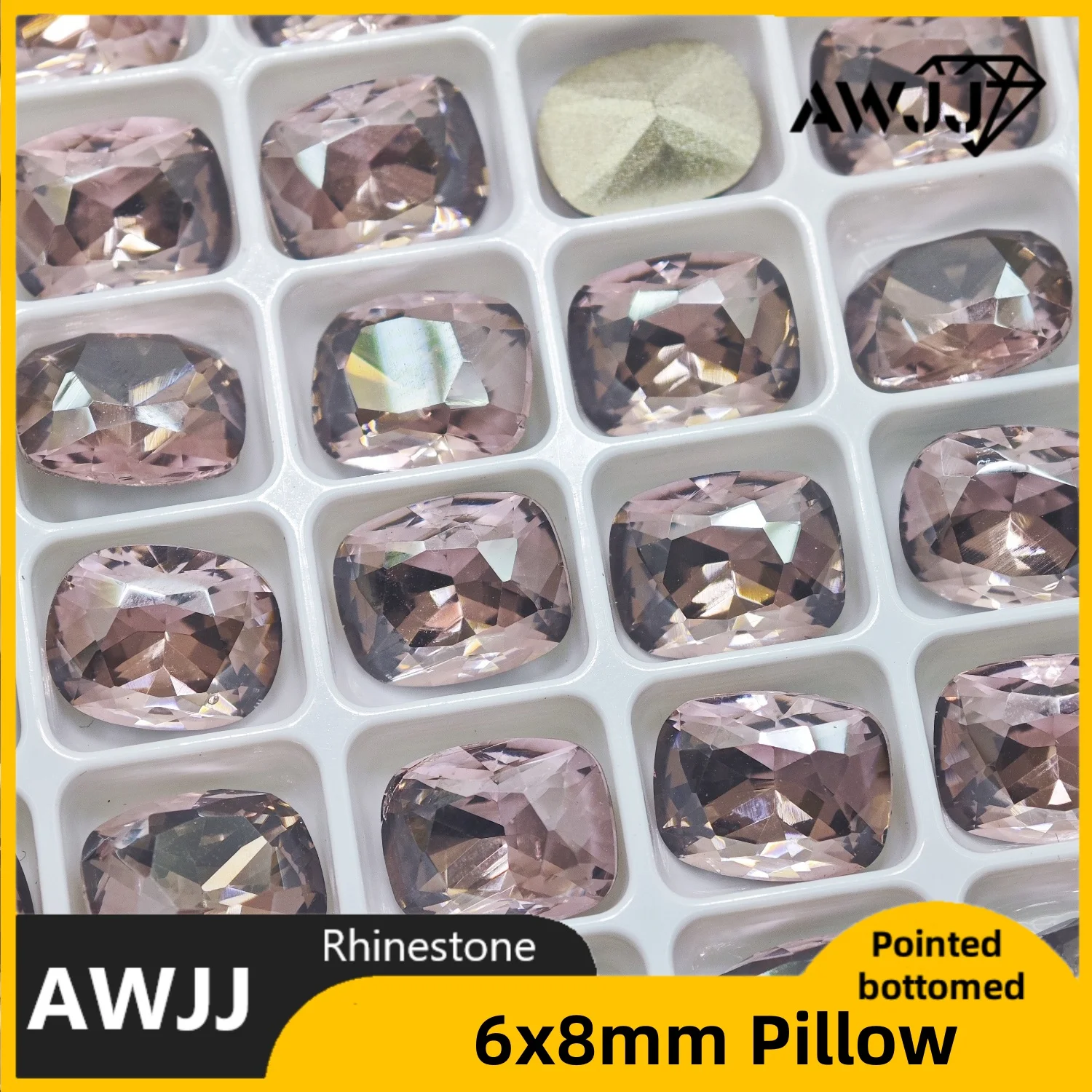 Gemme decorative con fondo a punta in cristallo a forma di cuscino da 6 * 8 mm utilizzate per orecchini, collane, accessori per gioielli per unghie