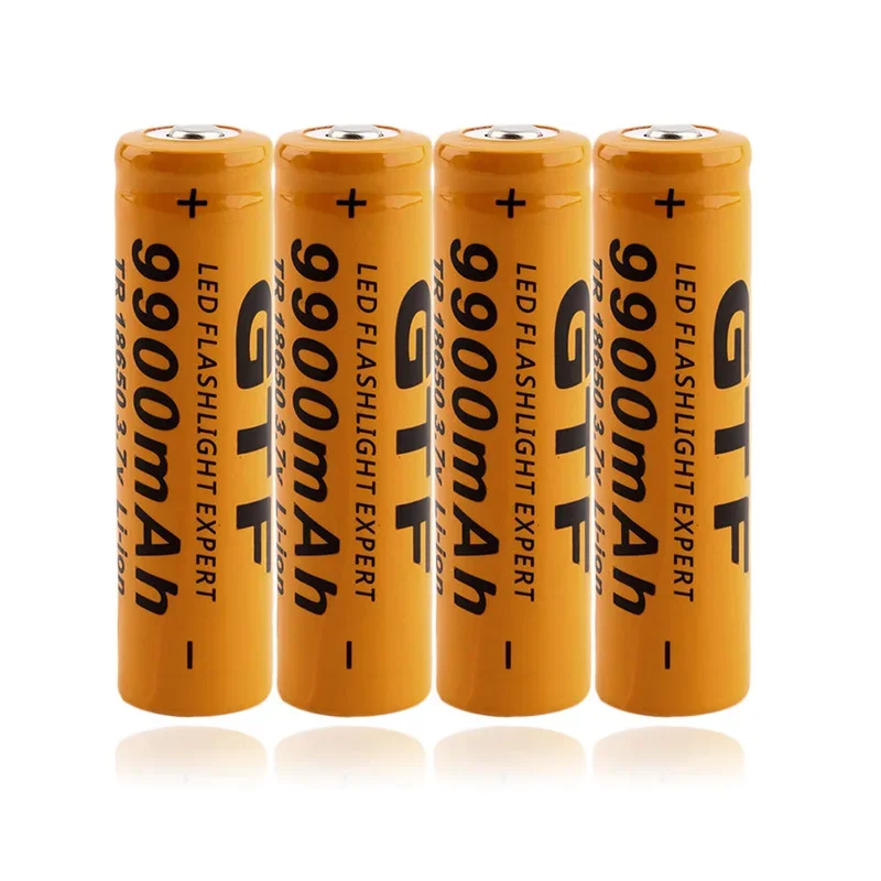 100% Brand New 18650 Lithium-ion Rechargeable Battery 3.7V9900mAh (orange), with LED Flashlight Charger+charger