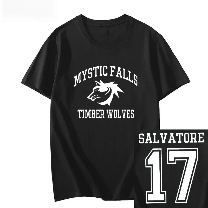 The Vampire Diaries T-shirt Women Vintage Mystic Falls Salvatore 17 Female Tops Tees Summer Anime Streetwear Women's Clothing