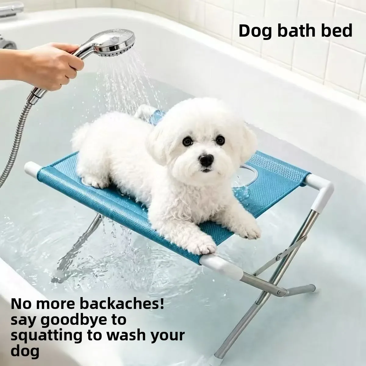 Tragbarer Hängeständer für die Tierpflege, verstellbarer Hunde- und Katzenwaschständer, Netzstützgestell, faltbarer Hängeständer zum Baden und Trocknen von Haustieren – Detail 2