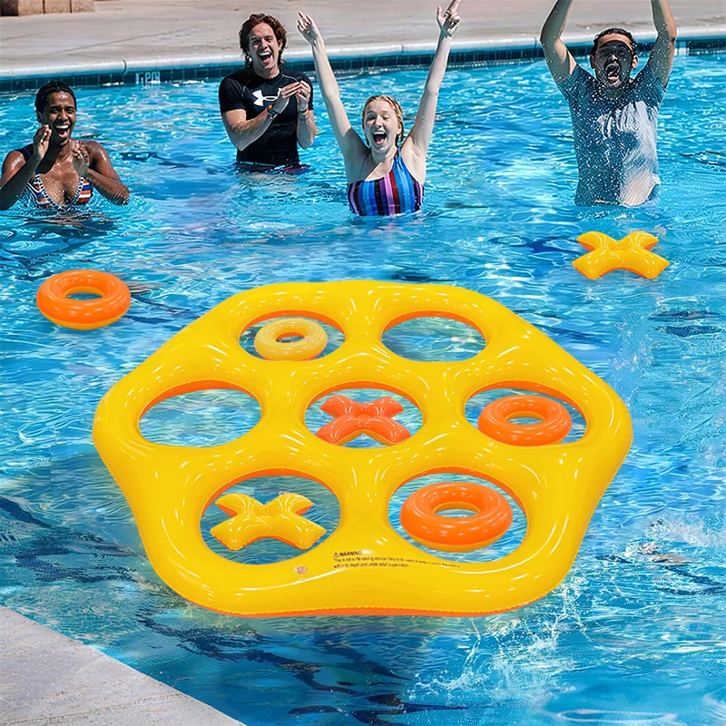 2026 New Hexagon PVC Inflatable Ring Toss Game Toy Interactive Throwing Play Set For Pool Beach Outdoor Water Entertainment 48