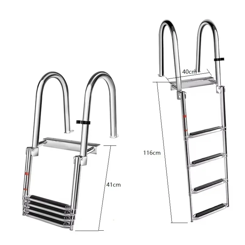316 Stainless Steel Folding Telescoping Inboard Ladder for Yacht Swim Deck New Marine Hardware