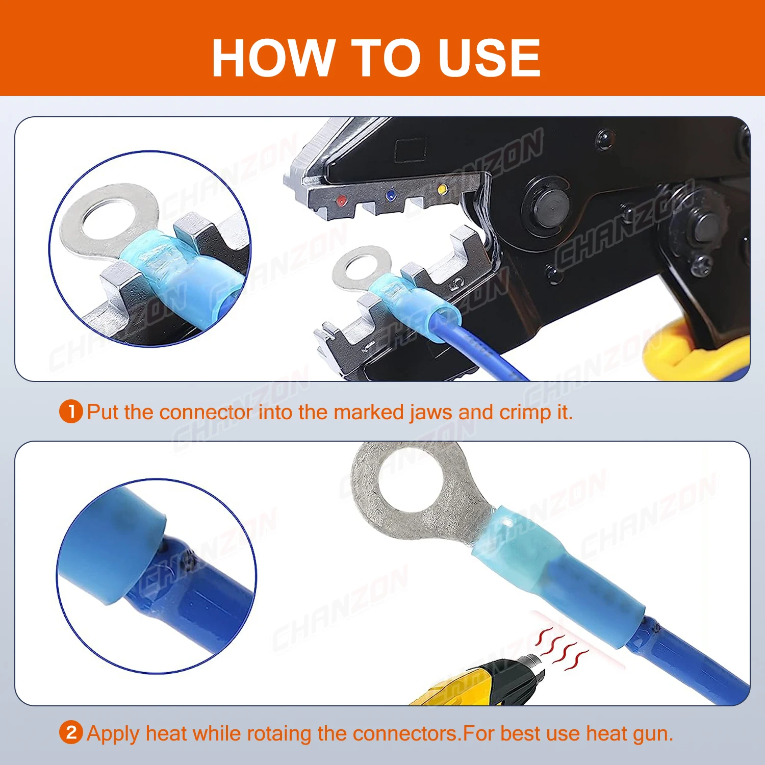 40PCS 16 Sortiment Schrumpf Crimp Ring Anschlüsse Kit Rot Blau Gelb Marine Elektrische Draht Solder Terminals M5 M6 M8 M10 – Detail 5