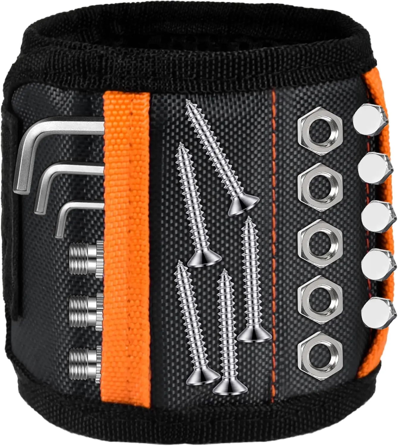 Magnetic Wristband for Men Tools Holder Adjustable Velcro Strap Wrist Band for Screws Nails Drill Bits DIY Handyman Gift for Dad