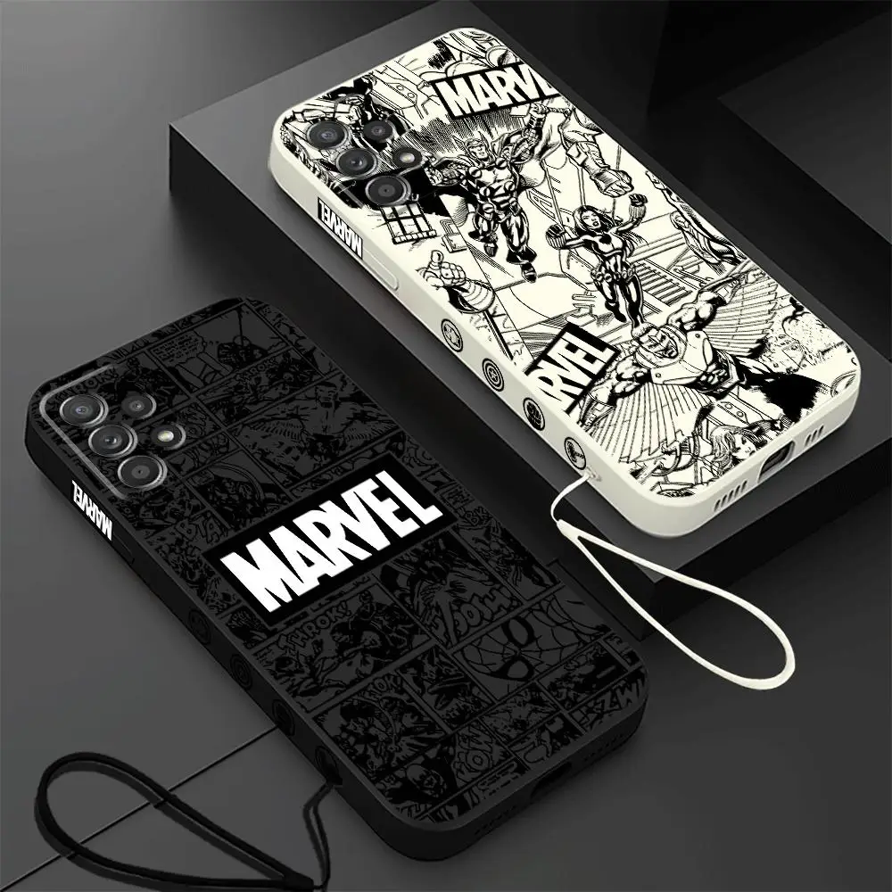 Funda de teléfono con logotipo de Marvel Avengers para Samsung Galaxy A10s A04s A50 A05S A31 A30 A02 A71 4G A51 A20s A02s A70 cubierta líquida cuadrada