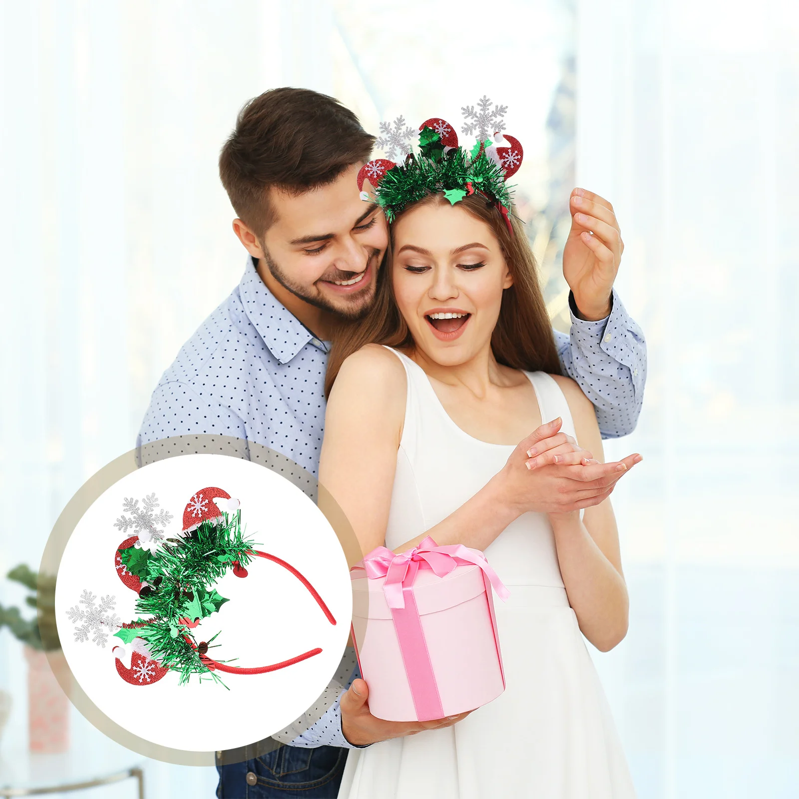 

Christmas Headband 2025 New Year Headdress Holiday Party Hair Band Glitter Star Head Hoop Christmas Party Favor