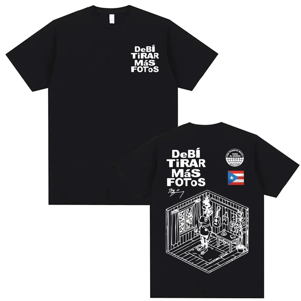 Bad Bunny Debi Tirar Mas Fotos DTMF Album T-shirts Unisex Harajuku Cartoon Übergroßen T Shirt Männer 100% Baumwolle Hohe Qualität T-shirt