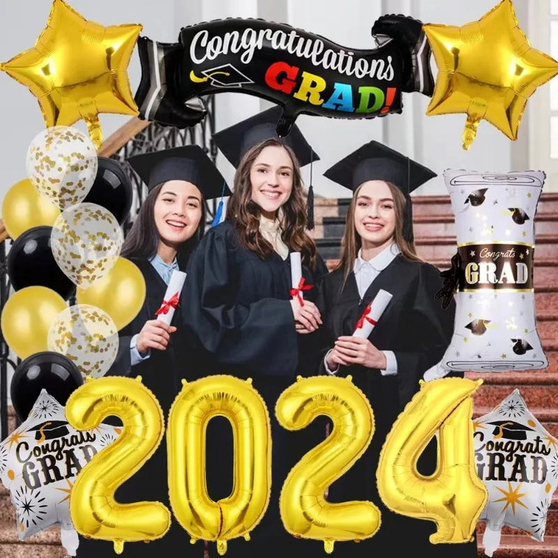 Disney 2024 Graduation Season Theme Party Balloon Background Wall Decoration Certificate Digital Five pointed Star Set