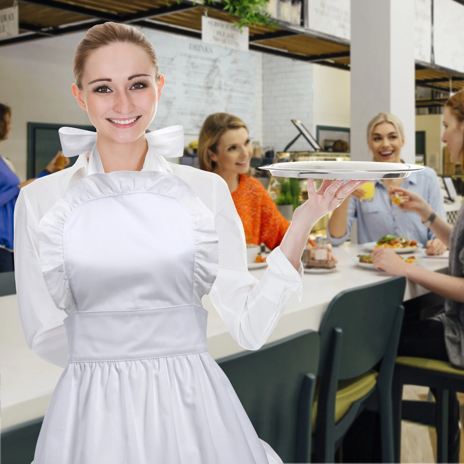 

Cotton Apron Women Kitchen Waterproof Dress Cooks Adults Baking Maid Outfit Work Shop Hotel Nail Salon Comfortable Easy Clean
