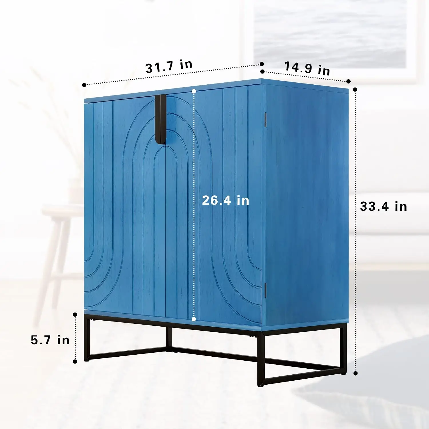 Sideboard Buffet Cabinet Adjustable Shelves, Modern Wooden Storage Cabinet for Kitchen Dining Living Room, Blue, Customized