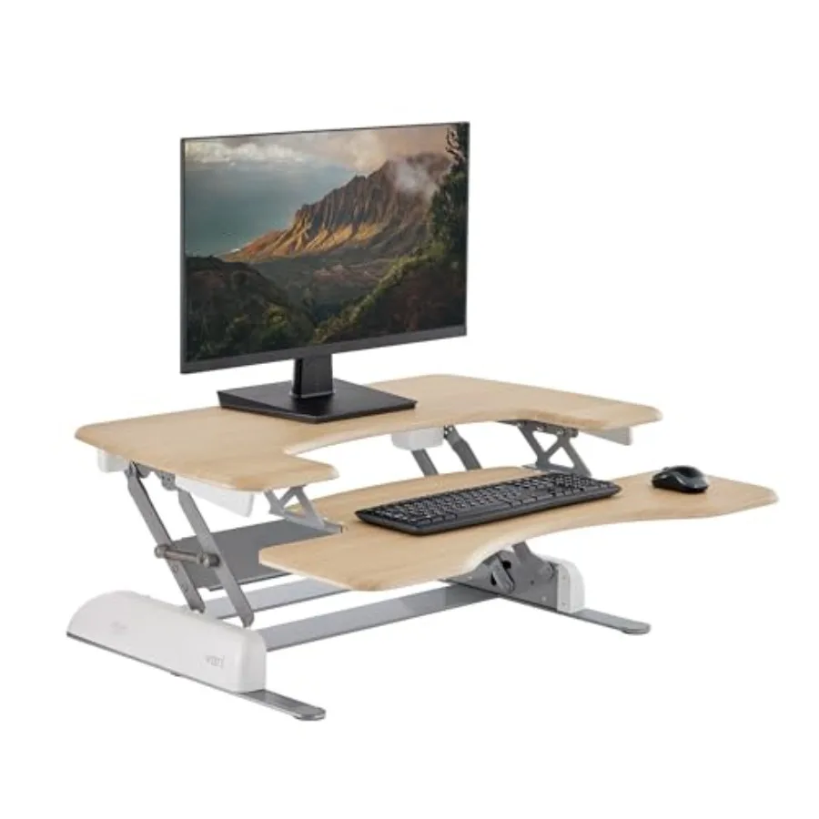 

Desk Pro Plus 36 Standing Desk Converter 11 Height Settings + Spring Lift 2 Tier Design Keyboard Tray Fits Desktops 36" Wide x