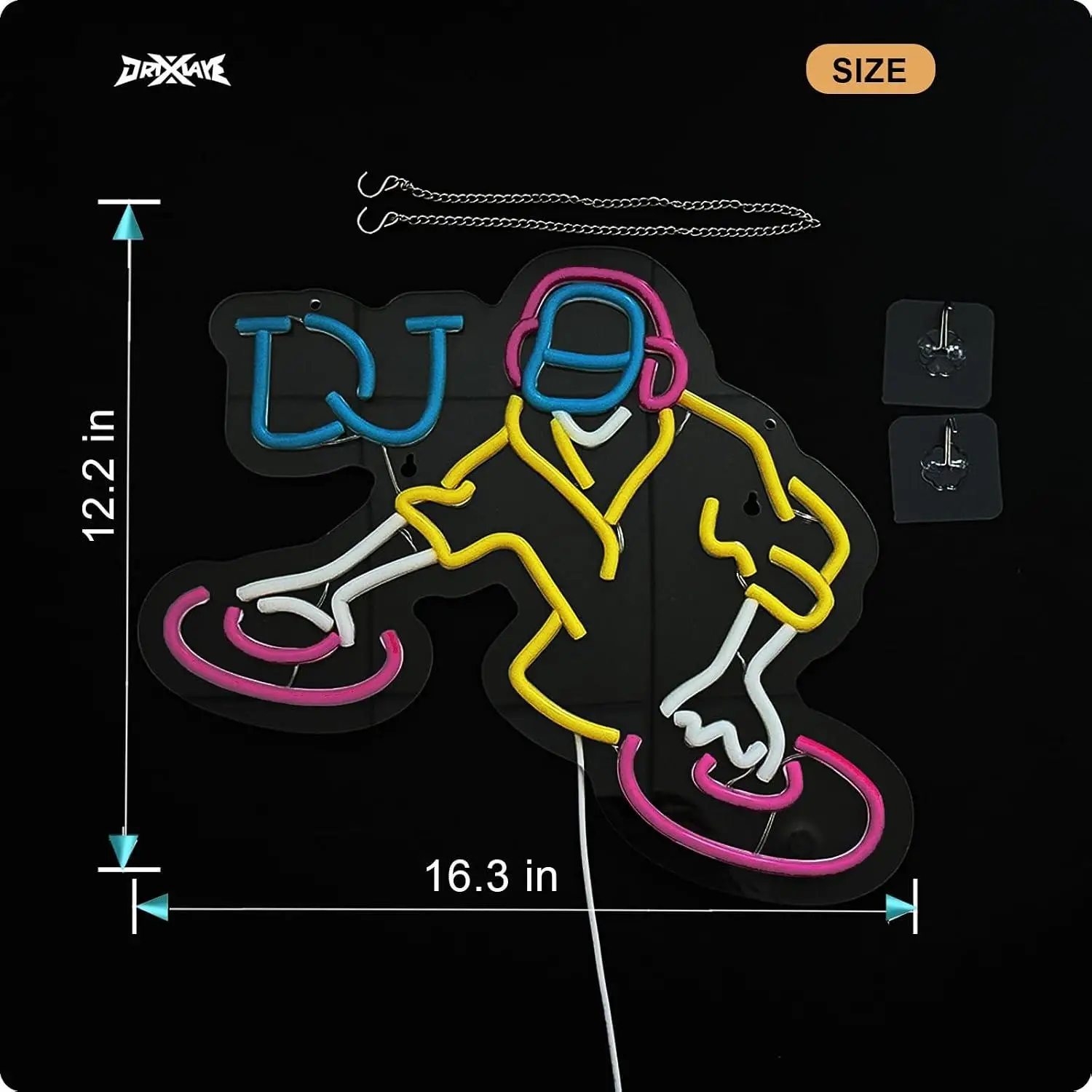 DJ Turntable Neon Sign USB Dimmable LED Neon Light for Bedroom Teen Room Playroom Home Bar Music Themed Neon Wall Art Decoration