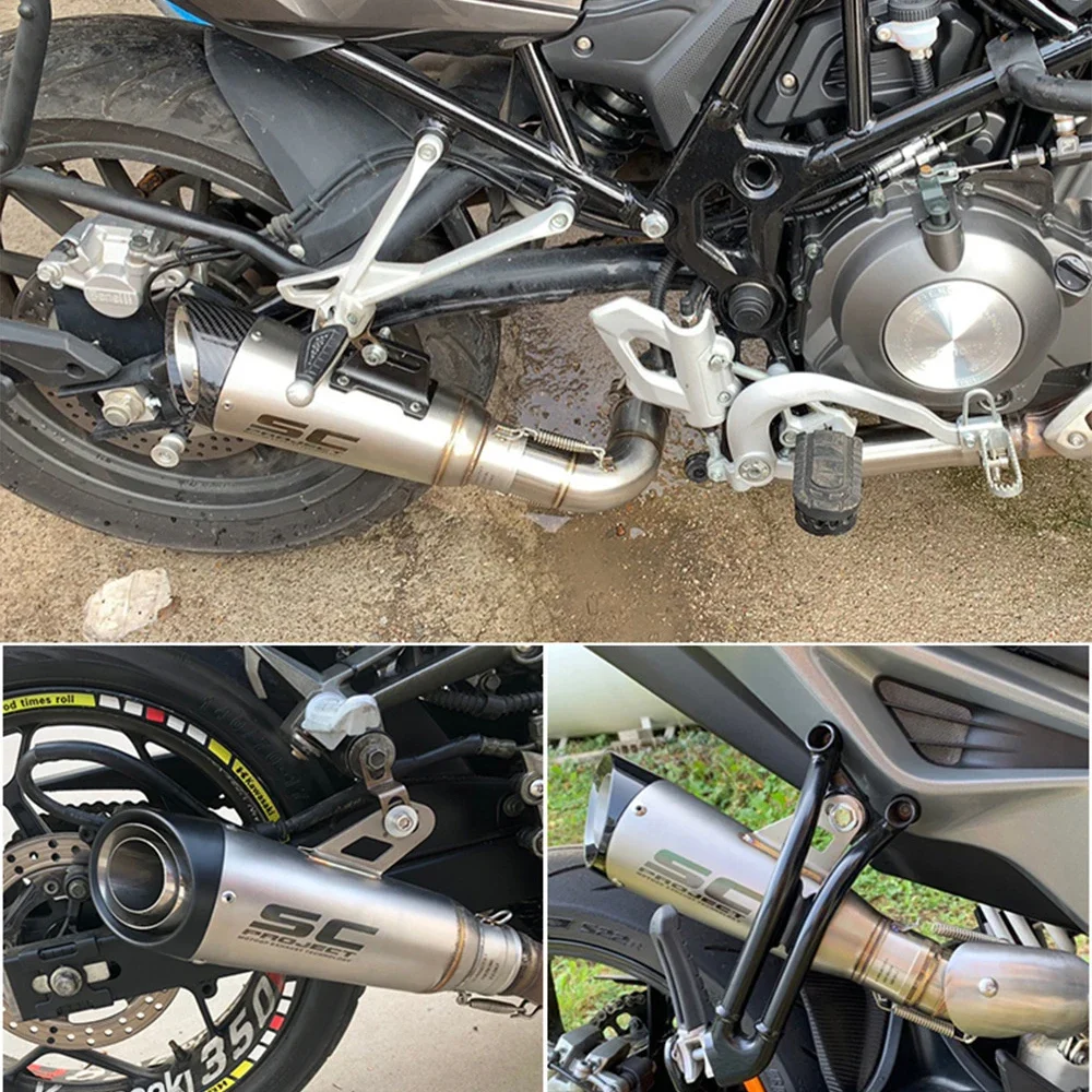 For Kawasaki Ninja Z900 Honda CB650R Yamaha R3 51mm Motorcycle Exhaust Muffler Pipe Escape 335mm Length image 4