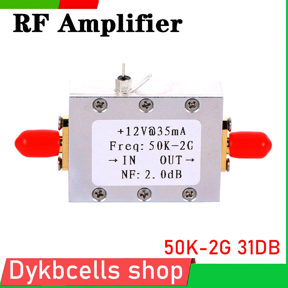 

50K-2Ghz RF Amp LNA Low Noise High Gain 31DB 0.5G DC 12V POWER for 433M 315M 868M 900M 1.5G GPS HF FM VHF UHF ham radio