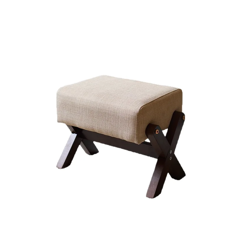 Household Solid Wood Doorstep Stool Living Room Coffee Table Soft Bag Sofa Bench Square Shoe Changing Stools