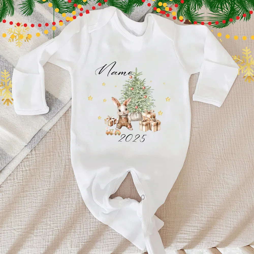 

Рождественский комбинезон Custo Name, детский комбинезон для новорожденных, комбинезон с длинными рукавами для младенцев, персонализированные рождественские комбинезоны для малышей