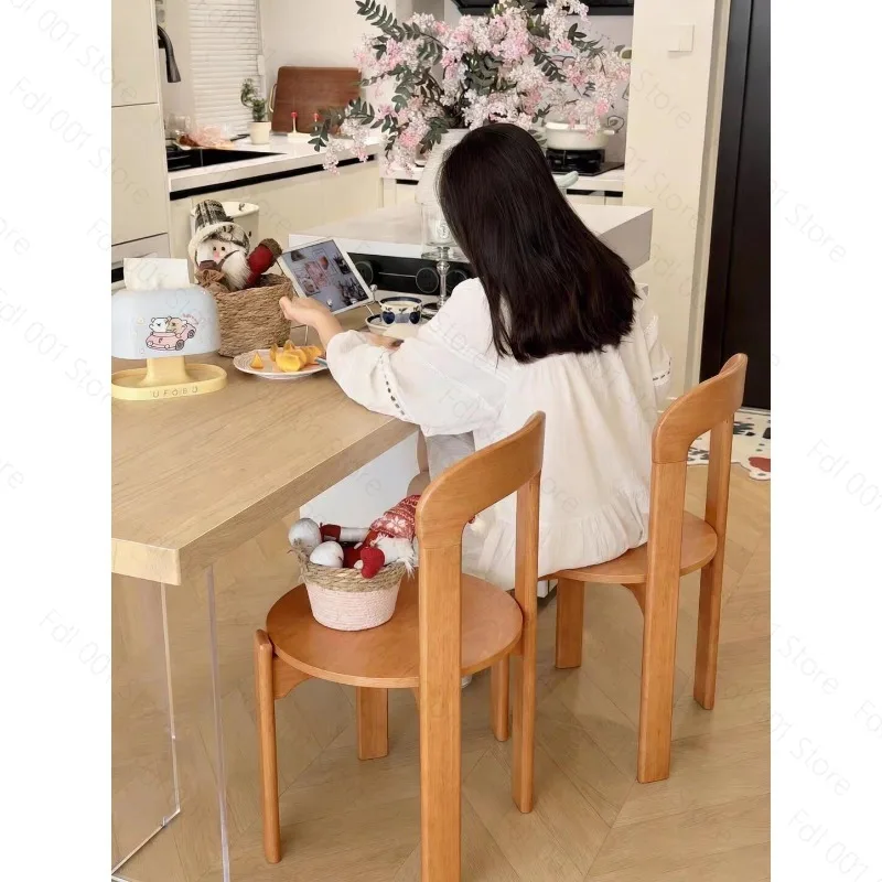 French Retro Dining Chair Design Master's Makeup Backrest Living Room Chair Minimalist Coffee Vintage Solid Wood Chair Furniture