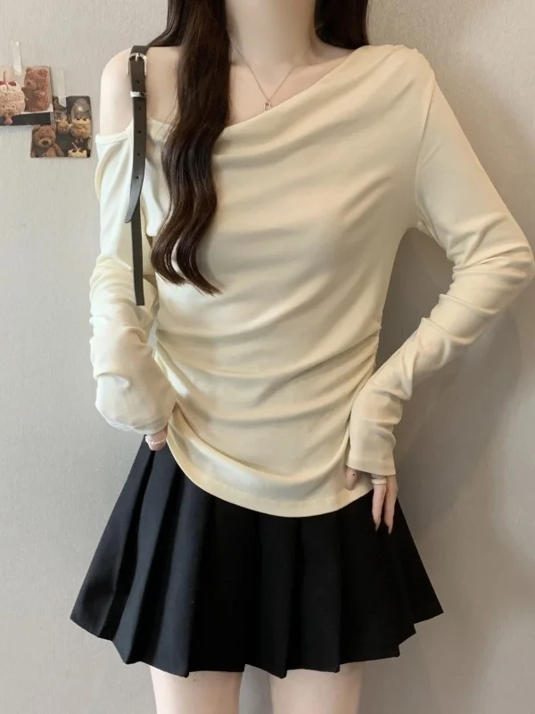 

Sli Oversize Long Sve футболка женский топ с очками из нейлона с высокой талией для поездок на работу Sle корейская версия внутренняя одежда