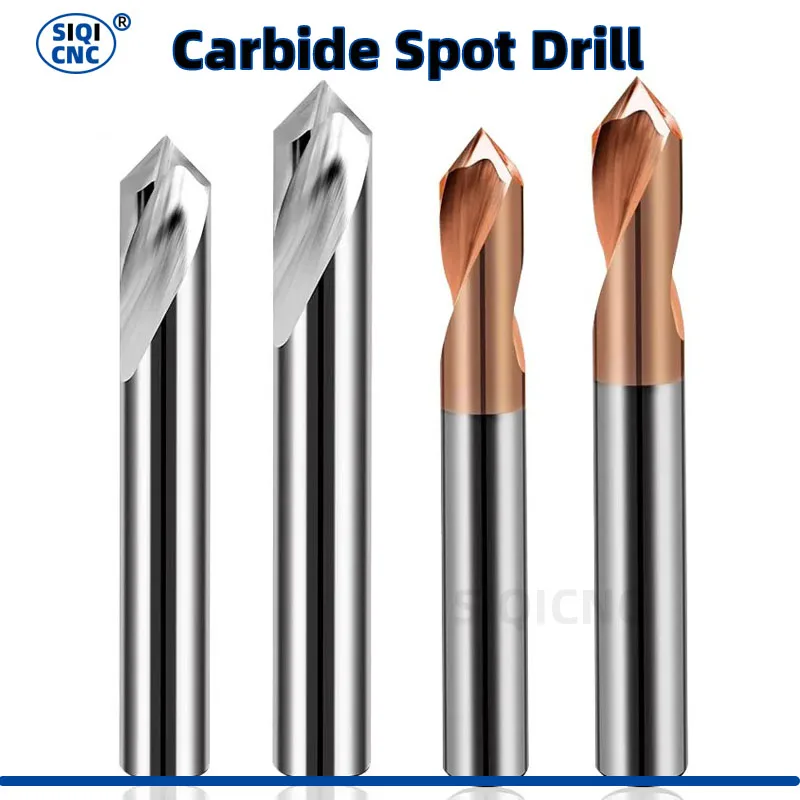 SIQI NC Spot Drill Carbide Stub Center Bit 60 90 120 Degree 1-20mm Chamfer Location Prepare Guide Pilot Hole CNC Machine Tool