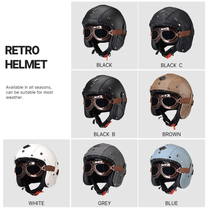 Open Face 3/4 Motorcycle Helmet Personalized Men and Women Vintage Retro Motorbike Cascos De Motociclistas Helmets Motorrad Helm