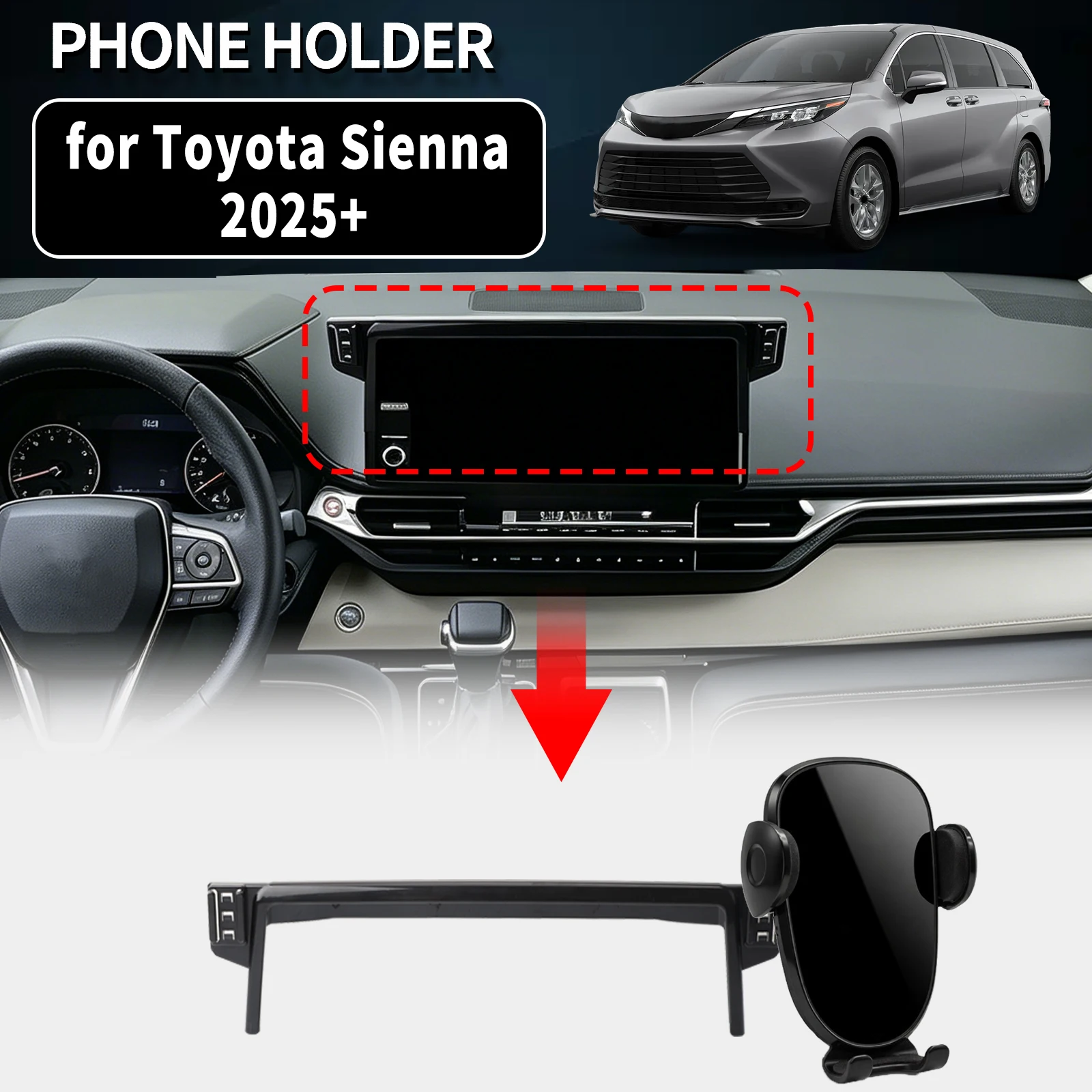 for Toyota Sienna 2025 2026 2027 LHD RHD Specific Car Phone Mount GPS Stand