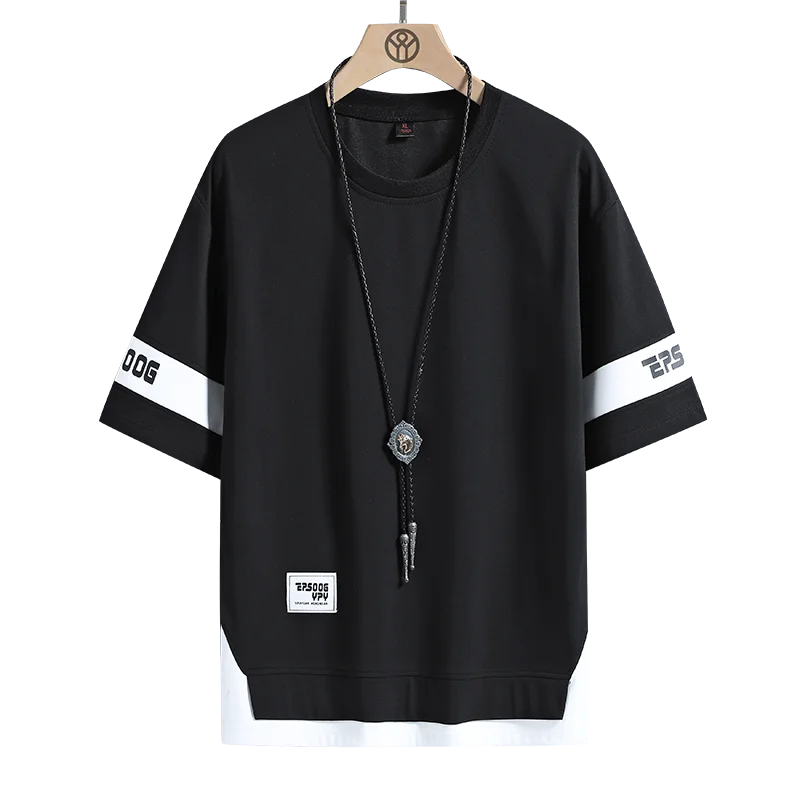 Camiseta solta de hip-hop masculina, camiseta de manga curta, streetwear preto e branco, casual e clássica, plus size, 5XL, 6XL, verão, 2024