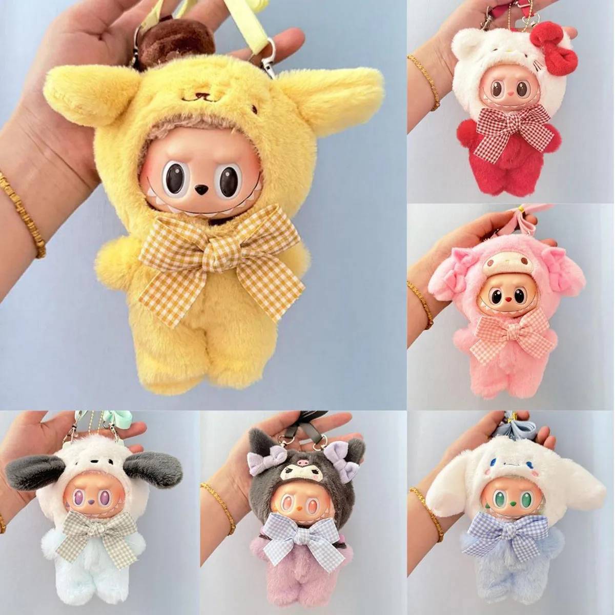 

New Hot Doll Clothes Kuromi Hellokitty Clothes Crossbody Bag for Labubu Outfit Cotton Doll Dress Hat DIY Accessories
