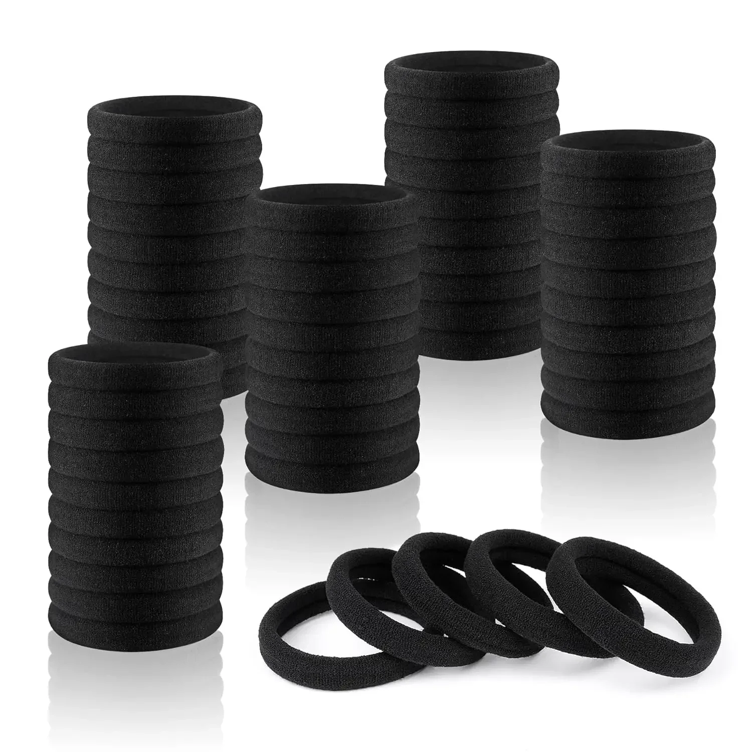 180Pcs Black Hair Ties No Damage for Thick Hair, High Stretch Hair Bands, Seamless Cotton Ponytail Holders for Women Girls or Men, Ouchless Elastic Hair Ties for Gym & Daily Use
