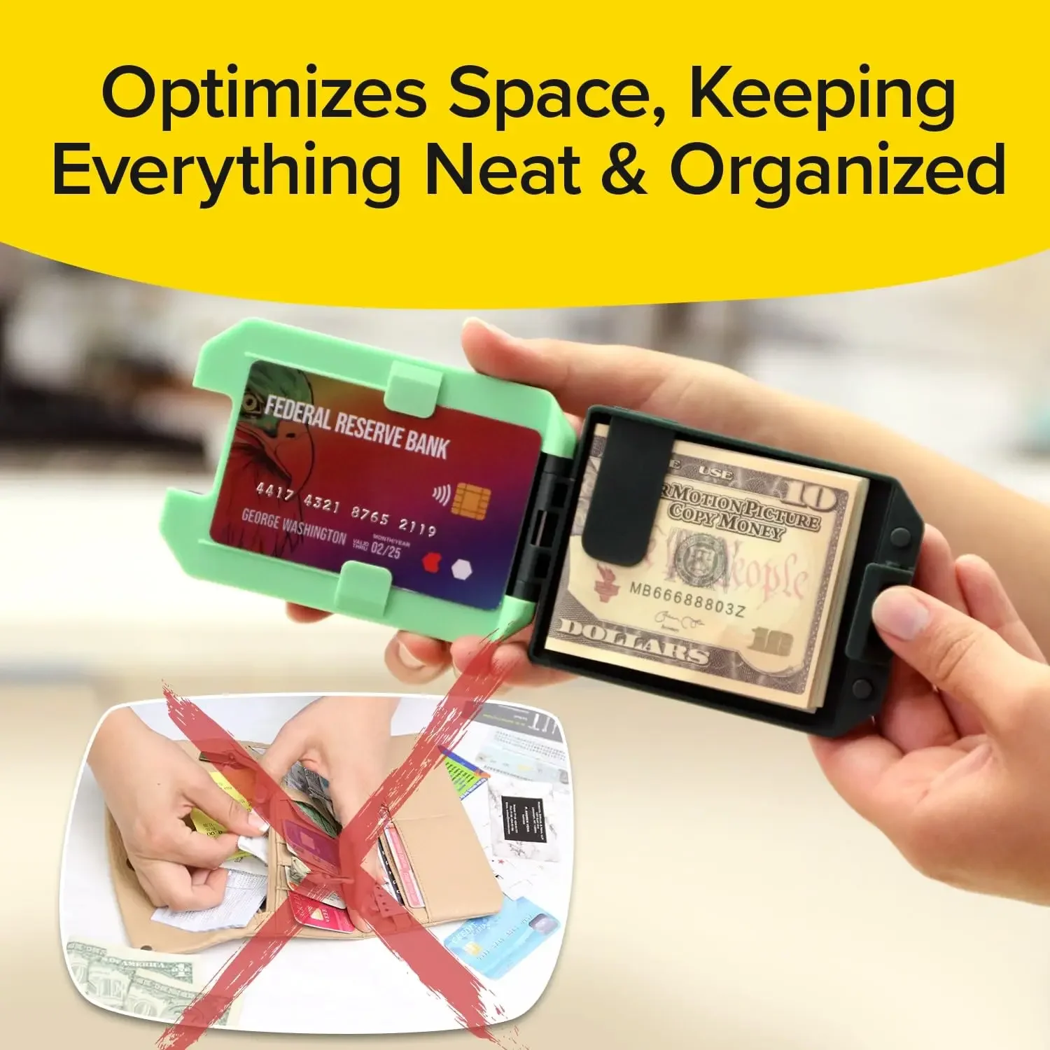 محافظ 4 محفظة تحجب RFID للرجال مع مشبك نقود قابل للإزالة - محفظة أنيقة رفيعة وآمنة ومقاومة للسحق
