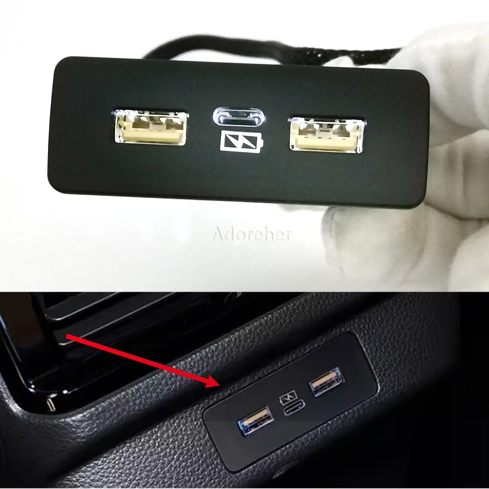 1PC Fit For Honda CRV Civic Accord Car Dual QC3.0 USB Single Type C PD Three-port Fast Phone Charger Accessories