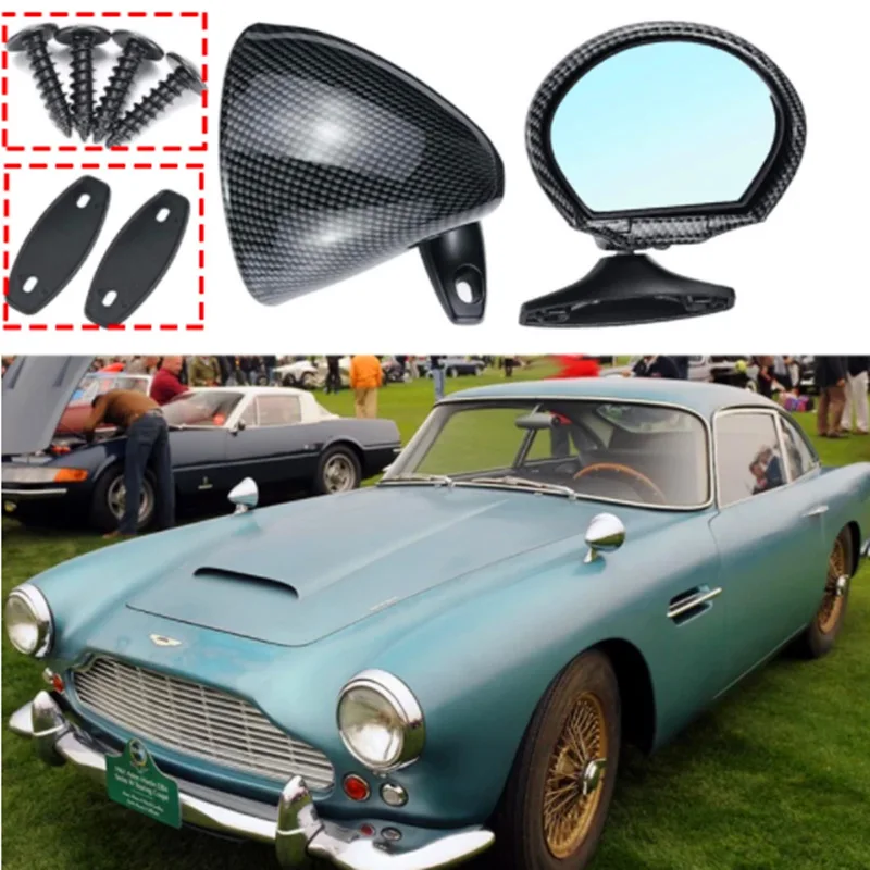 

1 pair ebay wish Universal Retro Door Wing Side Mirror Universal Vintage Shell mirror Black&Carbon fiber pattern Car Mirror