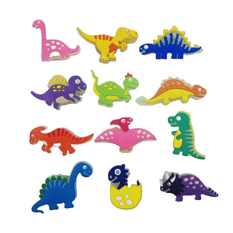 12 stücke leuchtende Dinosaurier Schuh Charms PVC Neuheit Dekoration Schuh Mädchen Jungen Weihnachten Party Geschenke Schuh Zubehör