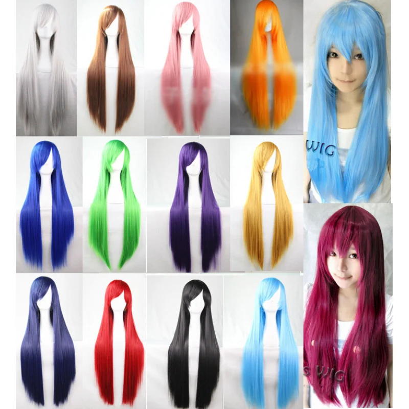 

Женщины 80 см длинные прямые модные косплей костюм аниме волосы вечерние полные парики
