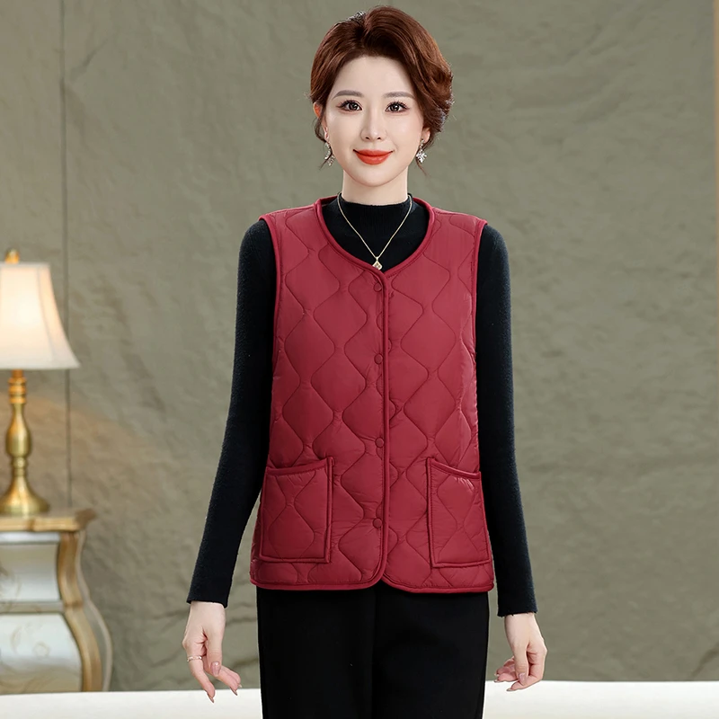 Chaleco sin mangas con cuello redondo de Color sólido de algodón de otoño con chalecos básicos cómodos y versátiles ligeros, cálidos y ajustados