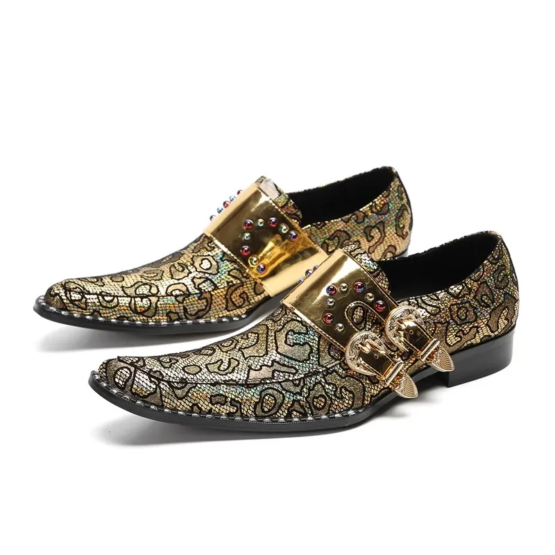 

Italian Handmade Genuine Leather Oxford For Men Metal Double Buckle Mens Dress Wedding Male Shoes Rivets Zapatos Hombre