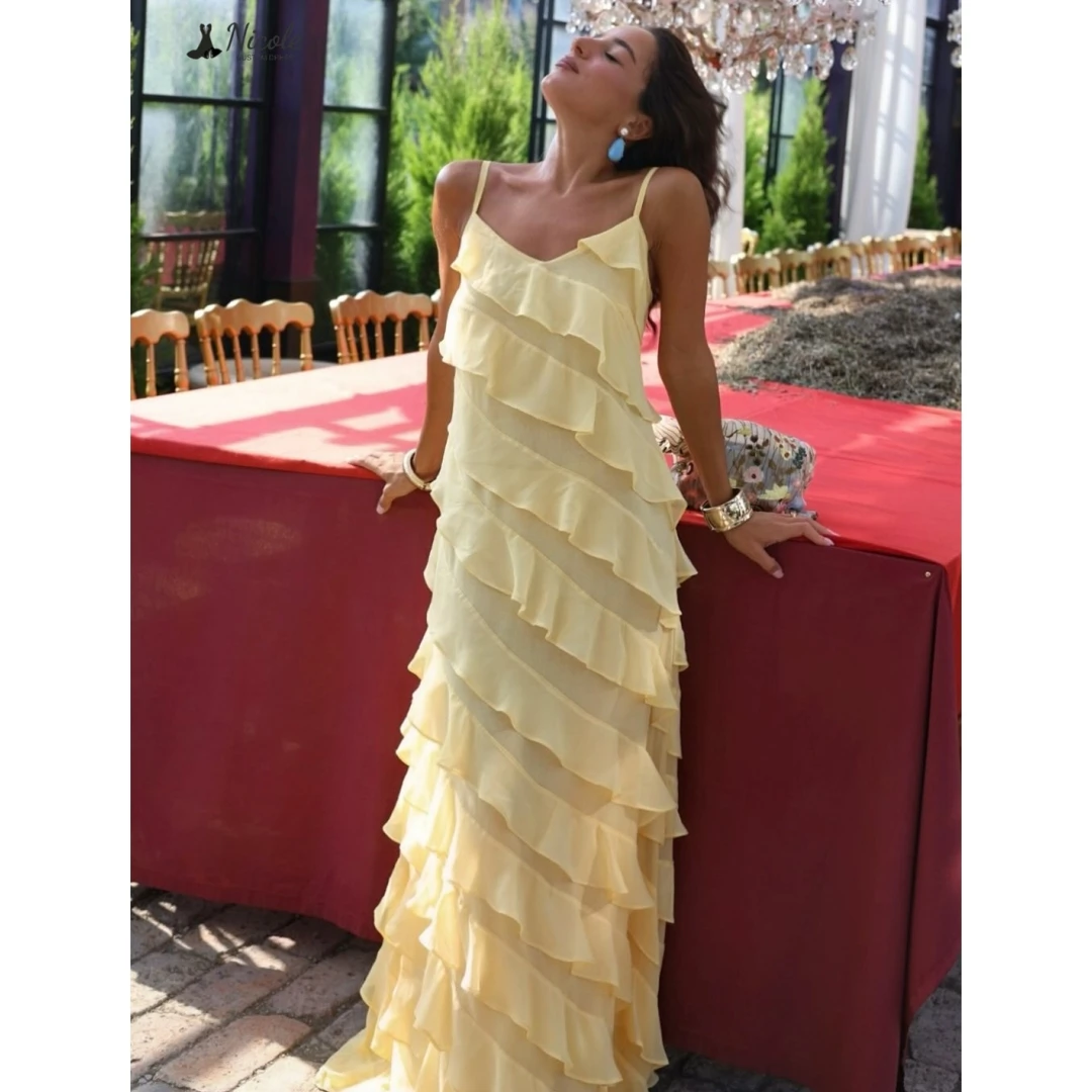 

Nicole Women's Elegant Dresses for Special Occasions Chiffon Luxurious Party Dresses Luxury Custom Made Wedding Evening Dress