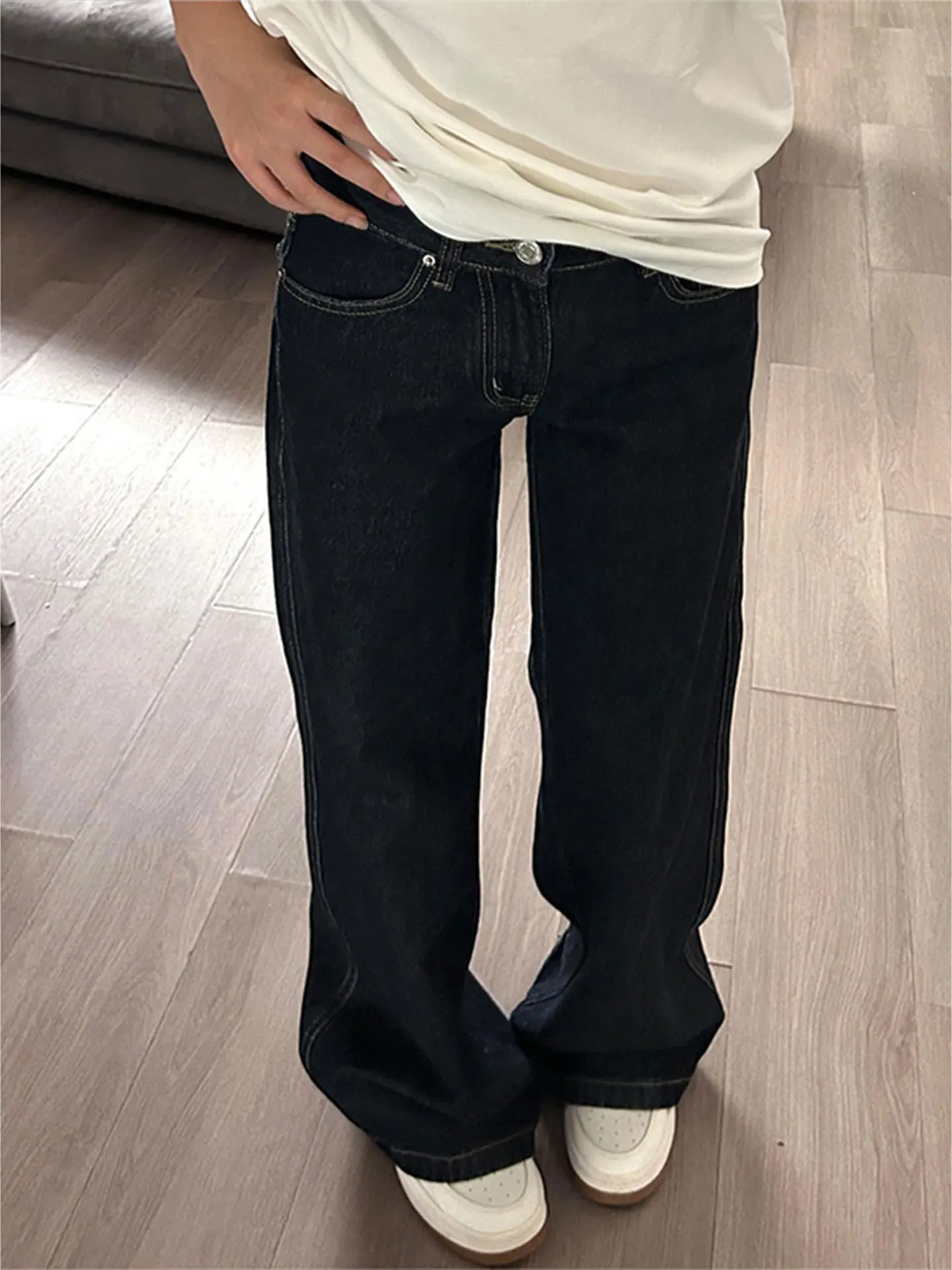 Spicy Girl Low Waist Bell Bottom Jeans Women's Spring Autumn Denim Micro Flared Pants Fashionable Slimming Ankle Length