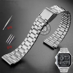 For Casio steel wristband AE-1200WH 1000 F-91 LA-670 A158 A159 A168 169 700 small gold watch Accessories 18mm black Men bracelet