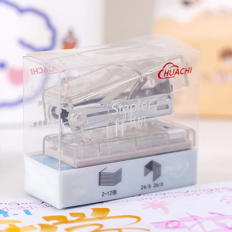 Transparent Small Stapler Mini Labor-Saving Student Stapler Multi-Functional Office Supplies Supplies Exam Paper Sorting