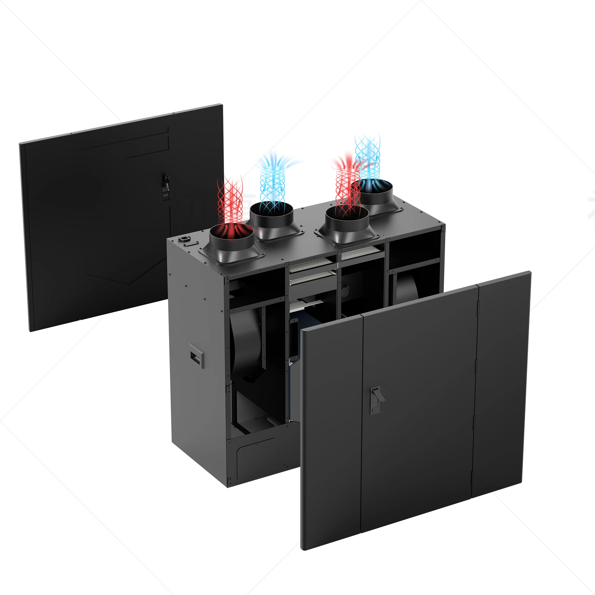 Vertical Energy Recovery Ventilator Wall Mounted For House Limited Space PTC Heater 90% Efficiency Air Ventilation System