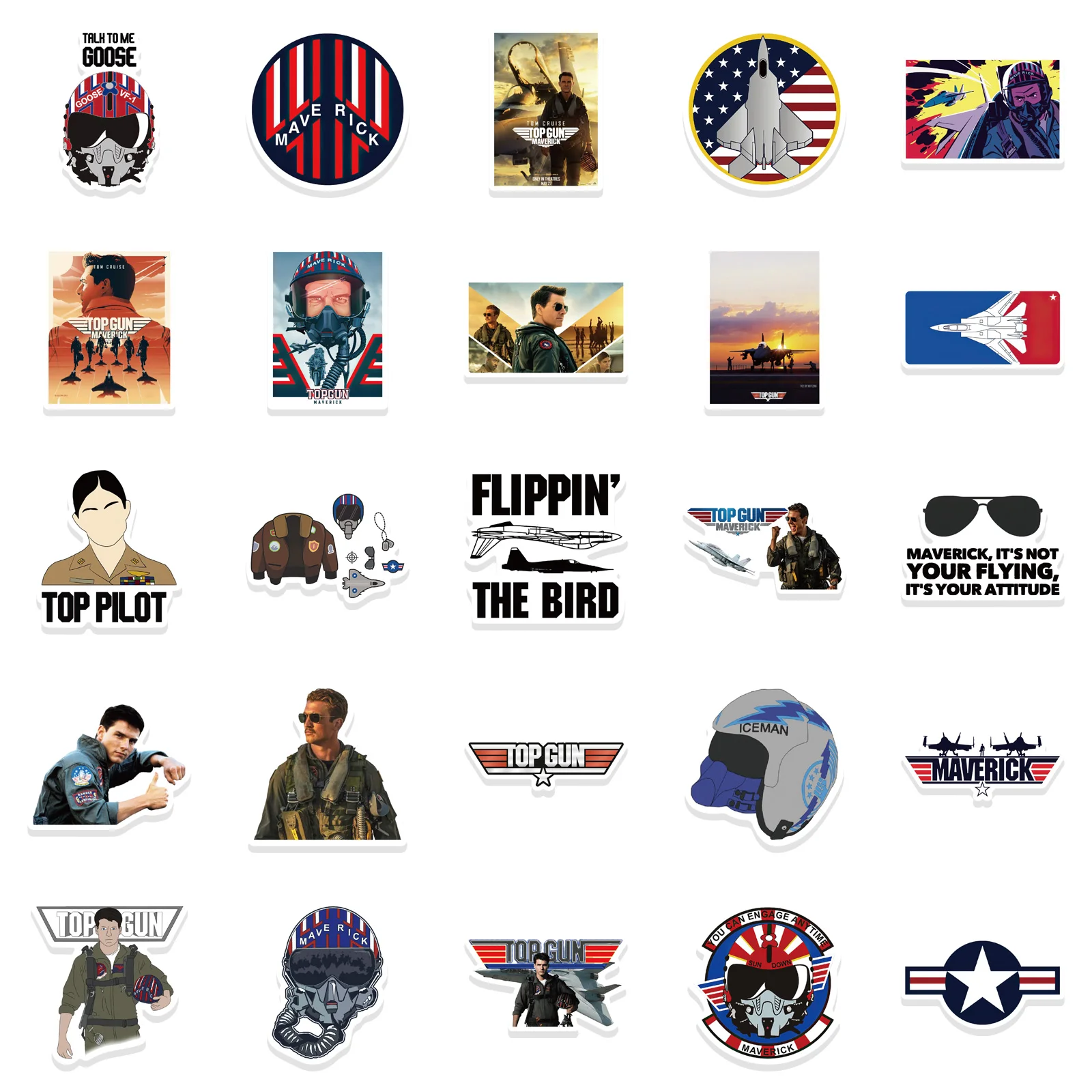 50pcs Movie Top Gun Maverick Graffiti Stickers Laptop Luggage Motorcycle Guitar Skateboard Waterproof Kids Toys Sticker Decals