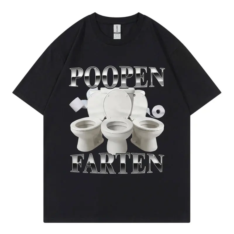 Poopen Farten Funny Unhinged Meme T Shirt Men Women Gothic Vintage Short Sleeve T Shirts Summer Fashion Casual Cotton T Shirts
