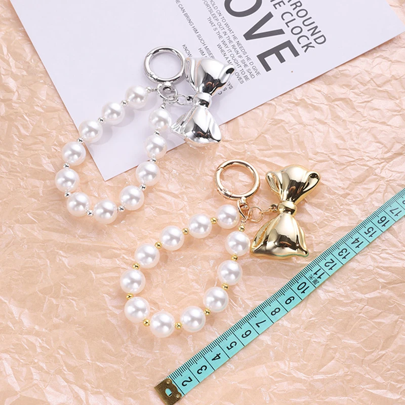 Корейский ремешок для телефона с бантом и бисером, анти-потерянный браслет, цепочка для телефона, брелок, простые бусины, ремешок для мобильного телефона, чехол для наушников, подвески