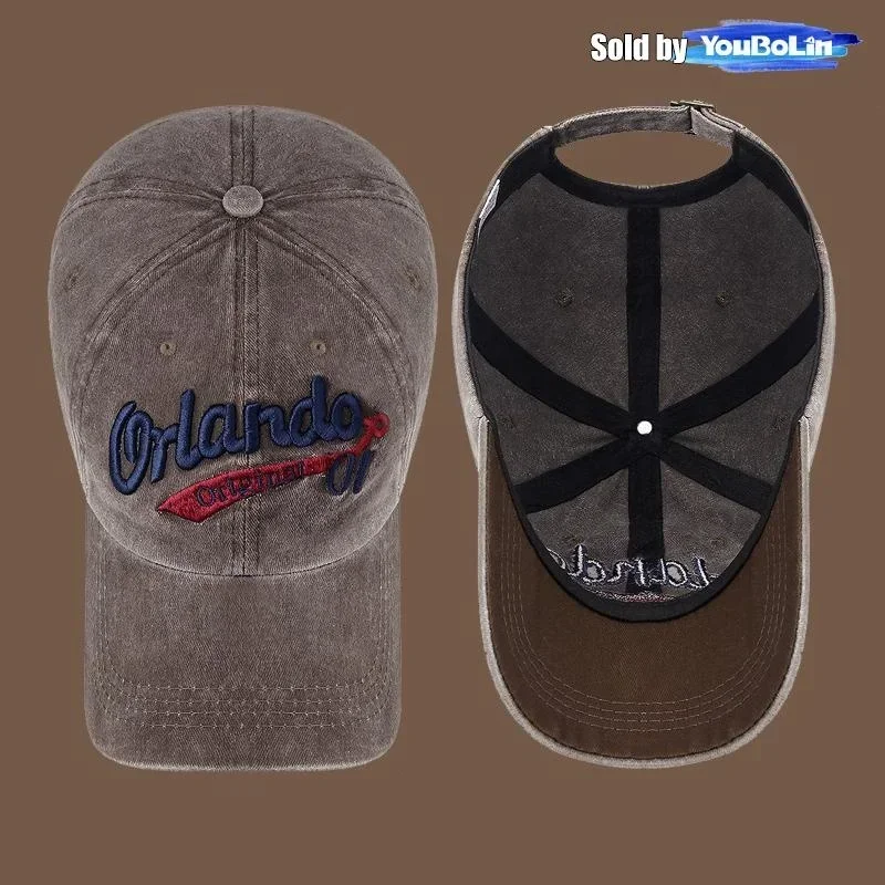 قبعة بيسبول مغسولة مطرزة بأحرف خارجية كلاسيكية للرجال والنساء كاجوال للحماية من الشمس بحافة منحنية قبعة منقار البط القديمة