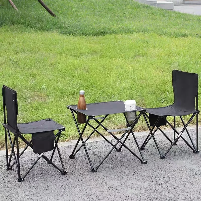 قفزة الطاقة ون يان الحديثة في الهواء الطلق الحديد مربع طوي 2-مقعد الفن طالب رسم الترفيه التخييم نزهة الجدول والكراسي