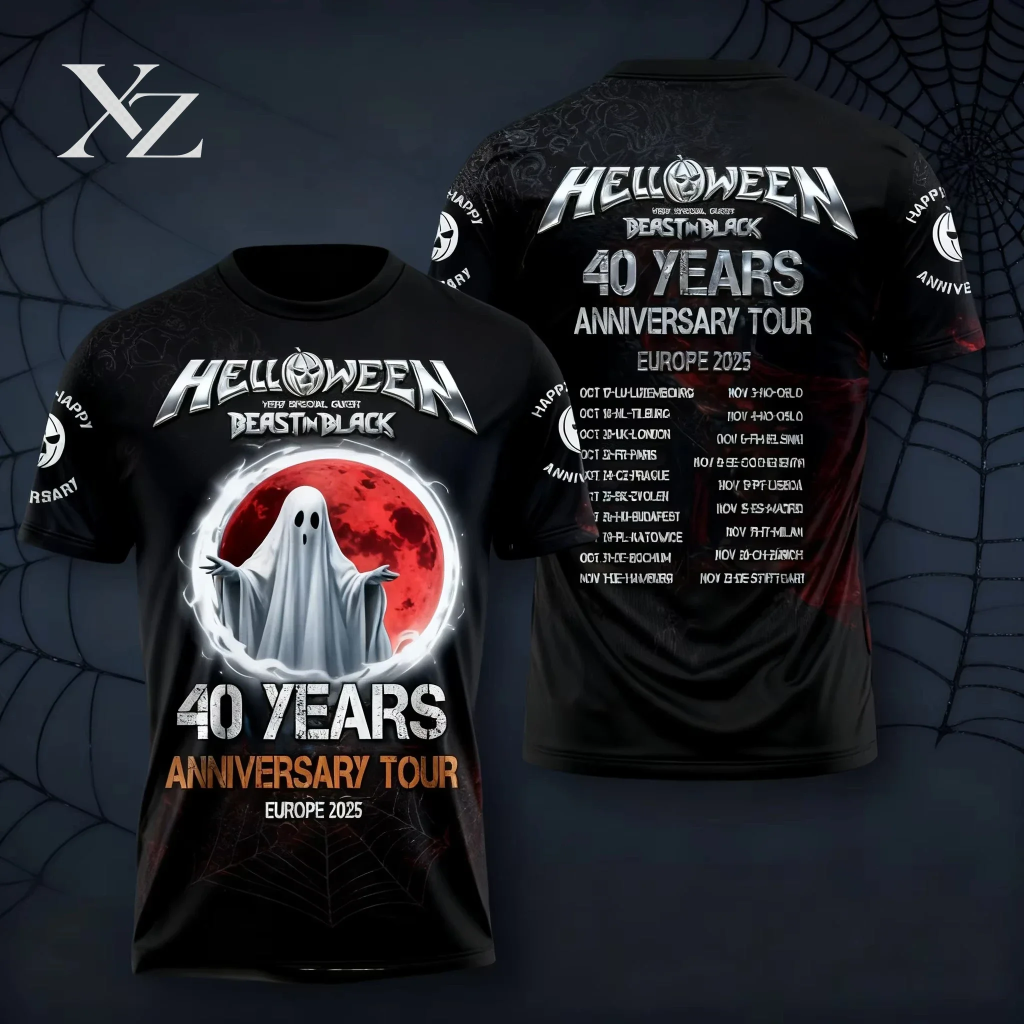 Camiseta 3D com Estampa de Banda de Rock de Halloween, Moda Masculina e Feminina, Tendência, Gola O, Manga Curta, Tamanhos Grandes, Roupa Masculina