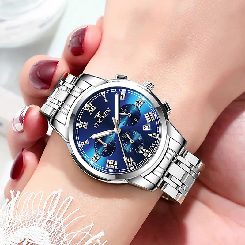 FNGEEN Women Wrist Watch Original Watches for Ladies Auto Date Waterproof Stainless Steel Luxury Elegant Quartz Woman Wristwatch