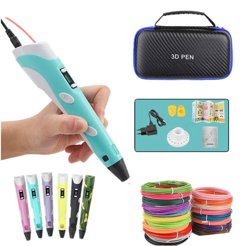 New 3D Pen 3d Print Pen DIY Pens PLA Filament Refill Rods Birthday Gift Creative Drawing Toys For Kids Children with Travel Case